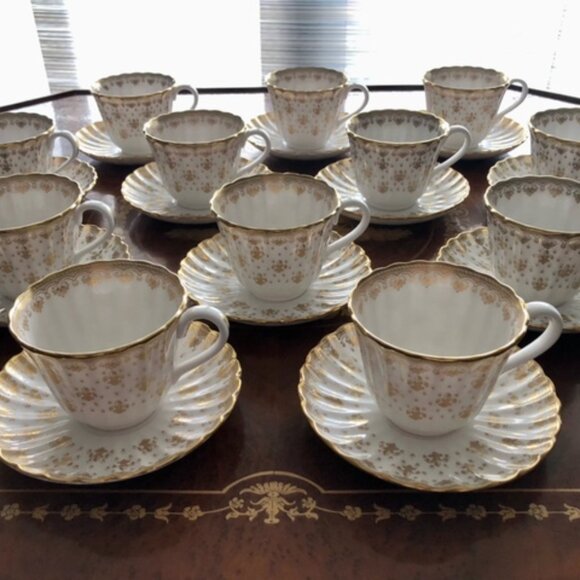 Pre-owned Spode Fleur De Lys Gold Cup & Saucer Set Lot Of 12 - Picture 9 of 9